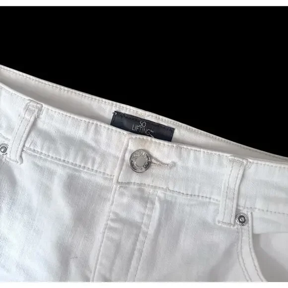 Chicos So Slimming Jeans Womens 00 US 2 White Straight Leg Mid Rise Stretch - Picture 10 of 10